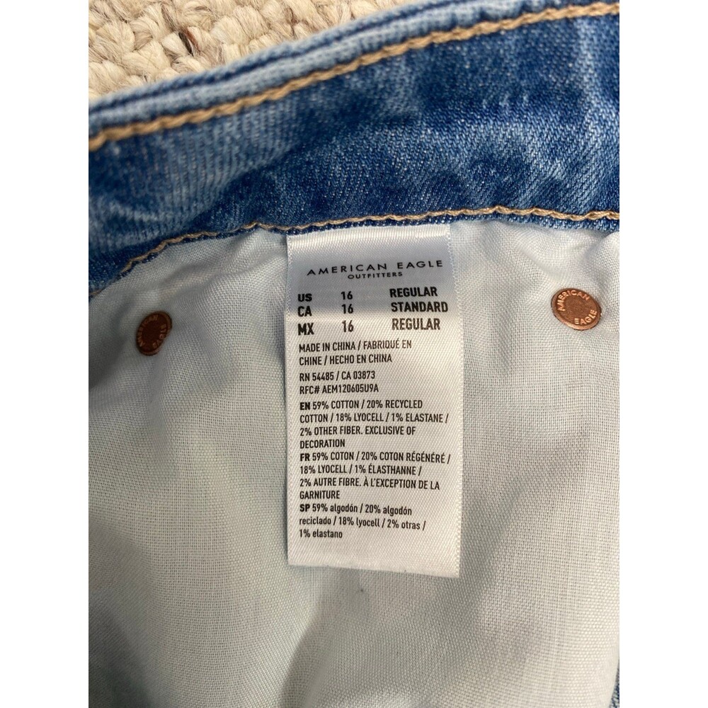 American Eagle Stretch Super High-Rise Baggy Wide Leg Ankle Jeans Size 16R - Picture 9 of 9